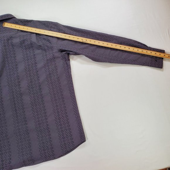 Visconti Black Shirt Mens XLT Sleek Geometric Hidden Button Down Designer Casual - Picture 16 of 16